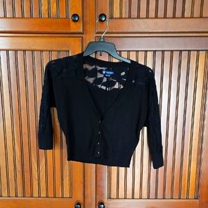 Black Sweater with Lace Detail